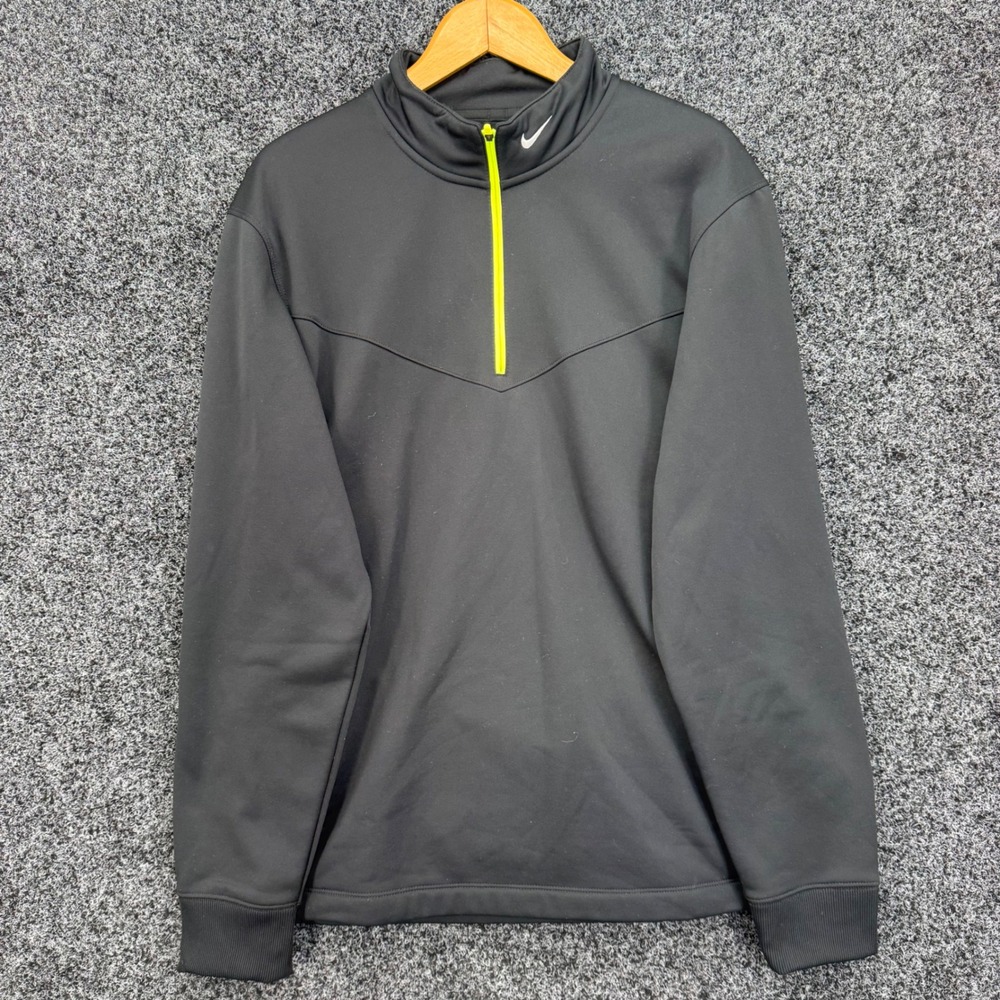 Nike Golf Tour Performance Therma-FIT 1/4 Zip Pullover Black Neon Mens Large